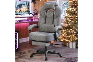 ‎SONGMICS SONGMICS Gaming-Stuhl, Bürostuhl, Computerstuhl, ergonomisches Design, mit Fußstütze, verstellbares Kopfkissen, Lendenkissen, Tragkraft 150 kg, schiefergrau OBG077G01