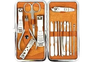 H&S Kit Manucure Pedicure - Set de Soin des Ongles en Acier Inoxydable avec 14 Accessoires - Coupe Ongle Pousse Cuticules et Pinces avec Trousse de Voyage pour Homme Femme
