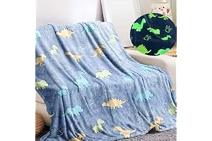 LXTOPN Coperta per bambini, con dinosauri, in flanella, per ragazzi e ragazze (blu, 150 x 200 cm)