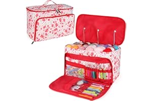 Aeelike Grand sac à tricoter, sacs à crochet pour laine et crochets, sacs à tricoter et organisateur de tricot personnalisés, sac de laine à tricoter, sac d'artisanat pour projets de crochet et de