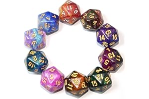 SmartDealsPro Confezione da 10 dadi poliedrici D20 a 20 facce per giochi da tavolo DND RPG MTG (colore 3)
