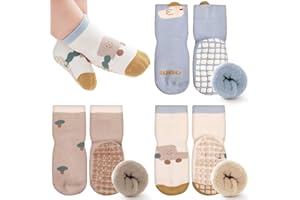 Simpeak 3 Paia Calzini Antiscivolo Bambino Cotone Bimbi Bambini, Invernali Addensare Neonato Calze para 1-3 Anni Bambino, Insieme di Modelli di Simpatico Cartone Animato