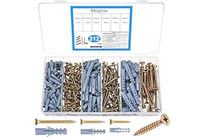 MOQINAI 312-częściowy Zestaw Kołków i Wkrętów, Zestaw Kołków do Gipsu, Wkręty do Betonu, Kołki Rozporowe z Wkrętami do Betonu, Cegły i Płyt G-K