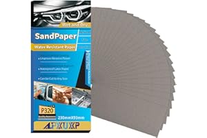 ALPXUXP 30 Pezzi Carta Abrasiva,Carta Vetrata in Grana 320,Impermeabile Levigatura a Secco e Umido Sandpaper 9 x 3,6 Pollici