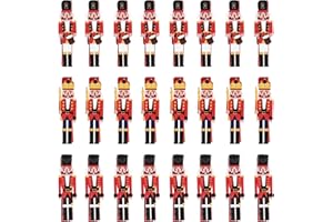 GUKASXI 24pcs Christmas Wooden Clips Mini Wooden Photo Pegs Cartoon Nutcracker Photo Clip Pegs Christmas Mini Peg WoodenPhotoClip for Card Ornaments Hanging Xmas Tree Wall Decoration