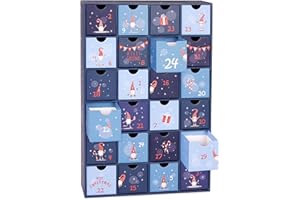 BRUBAKER Calendario de Adviento para Rellenar - Gnomos Azules - Calendario de Navidad DIY con 24 Puertas para Vales, Dulces y Otras Sorpresas - 39 cm de Altura de CartóN