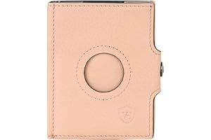 VON HEESEN Airtag Slim Wallet mit Münzfach & RFID-Schutz - Airtag Portmonee Herren klein aus echtem Leder - Mini Geldbörse - Kreditkartenetui Kartenetui - Portemonnaie Geldbeutel Rose