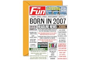 STUFF4 18th Birthday Cards for Women Men - Born In 2007 Newspaper - Happy 18 Birthday Card for Daughter Son Cousin Vintage Retro Back In 2007, A5 Eighteen Eighteenth Bday Greeting Cards