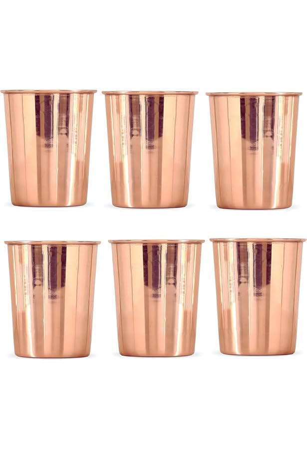 Handcrafted Pure Copper Tumblers - Set Of 2 | Engraved Floral Design | Ayurvedic Drinkware For - View #4
