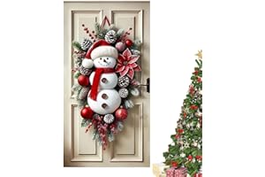 GÉNÉRIQUE Décoration De Noël – Bonhomme De Neige 180 X 90 Cm – Décoration De Porte D'entrée De Vacances Avec Nœud Et Cloches – Couronne Suspendue Festive | Parfait Pour La Maison, Le Bureau, Le Porche, Les Déco