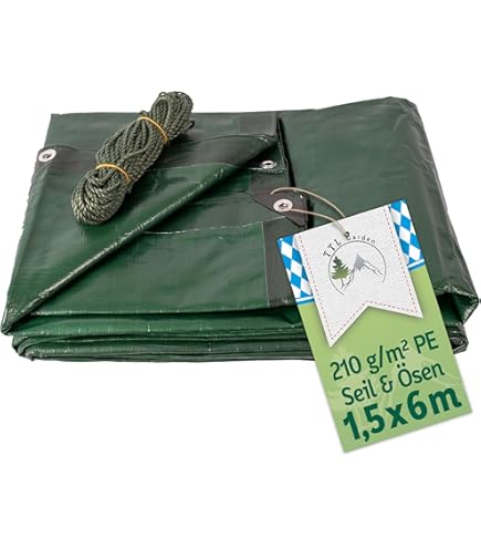 G.F. afdekzeil Top Line 260g/m², Wit, 5m x 5m = 25m² keuze uit 23 verschillende maten in groen en wit! zeildoek met oogjes, uv-bestendige stof, Dekzeil met bevestigingsringen, afdekhoes