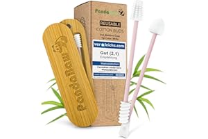 ‎PANDABAW PandaBaw® 2 x Wattestäbchen Wiederverwendbar - [EXTRA WEICH] - Silikon Q-Tips Wiederverwendbare Wattestäbchen als Make-Up Entferner - Auch als Ohrstäbchen, Ohrenstäbchen wiederverwendbar – Pink