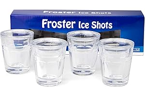 Froster Ice Shots – Set di 4 Bicchieri da Shot, da Vodka, 50 ml, Doppia Parete, Vetro Acrilico, Regalo per gli Uomini