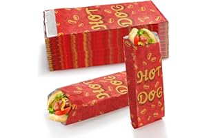 Yarlung 200 Pack Hot Dog Bags Grease-proof Food Wrapper, Warming Aluminum Foil Wrap Paper Sleeves Retain Heat for Popcorn, Sausages, Snack Bars, Food Trucks, Carnival, 24cm x 7.6cm x 3.8cm