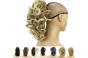 IMISSU Capelli ricci disordinati Estensioni dei capelli coda di cavallo con artiglio corto Clip coda di cavallo con ganascia in posticci per le donne (Miele Bionda Sporca)