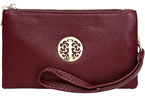 FASHION CHOICE Small Clutch Bags with Wristlet and Long Adjustable Strap - Packaged With FREE Elegant Tiana Marie Dust bag