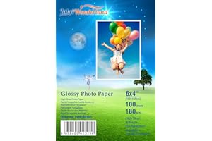 100 Sheets 180 GSM Professional 6 x 4 Glossy Photo Paper,6 x 4 Photographic paper for canon,Hp,Epson Inkjet Printers Labelwonderland (6" x 4" inchs-100 Sheets)