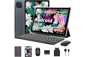 TABWEE Android 16 Tablet con Tastiera e Penna, Gemini AI, Display FHD da 11 Pollici, 24GB RAM + 128GB RAM/ 2TB TF, 13MP, 8000mAh, Widevine L1, 5G WiFi, GPS, Face ID, Tablet in Offerta