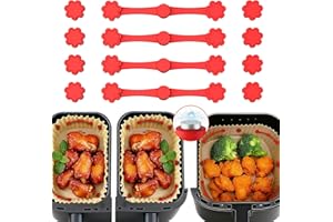 BOZITTH Magnete für Airfryer Backpapier, 12 Stück Magnetische Silikonschnallen für Heißluftfritteusen, Silikon Magnete für Airfryer zum Fixieren von Einweg-Backpapier, Verhindert Verrutschen und Verbrennen