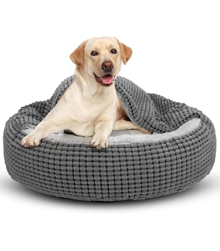 SUOXU Kalmerend hondenbed voor kleine honden, groot kattenbed, hondenbed, warm, gezellig, pluche, hondenbed voor winter, honden, antislip bodem, wasmachinebestendig, sofa, anti-angst voor
