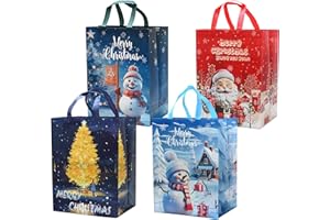 4Pcs Large Christmas Bags,DXTXTJ 18 * 30 * 41cm Gifts Bags Multipack,Xmas Tote Bags with Handles for Presents Christmas