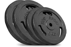 ‎HS HOP-SPORT Hop-Sport Gusseisen Hantelscheiben Set 30 kg mit 31 mm Lochdurchmesser, ideal für Standard 30mm Langhantelstangen, Robuste Gewichtsscheiben für Fitness- und Krafttraining