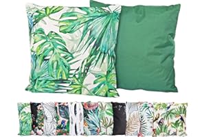 ‎JACK JACK Outdoor Lounge Kissen 45x45cm Motiv Dekokissen inkl. Füllung Wasserfest Sitzkissen Garten Stuhl, Farbe:Monstera