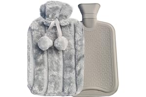 MAILEKT Bouillotte eau Chaude, Bouillotte 2L, Bouillote Chauffant, Bouillotte Thermique Adulte et Enfant, Bouillotte Lit Peluche Amovible et Lavable