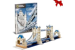 CubicFun 3D Puzzles for Kids Adults National Geographic Large Tower Bridge UK London Jigsaw Puzzles for Kids Architecture Model Kit Game Toy to build Gifts for Children and Adults, 120 Pieces
