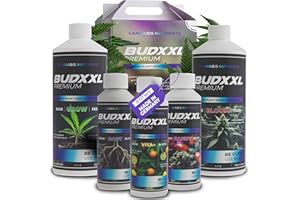 BUDXXL Dünger Set - Grow, Bloom, Blüte Booster - Made in Germany - Konzentrat mit Düngeschema, Growdünger für Wachstum und Blüte speziell für Cannabis, Ökologisch und vegan (Starter-Set 2,75L)