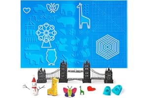 DOLYUU - Tappetino per penna 3D con forme, grande tappetino (41,5 x 27,5 cm), utile per principianti, bambini e artisti 3D, con cappucci per 2 dita.