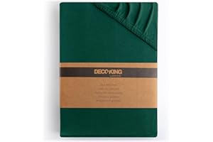 ‎DECOKING DecoKing Prześcieradło z gumką 200x200-200x220 cm 100% Bawełna Czesana Jersey miękki w dotyku 200x200cm - 200x220cm Ciemnozielone Amber