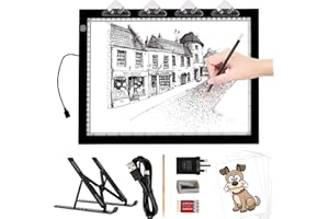 TOHETO A4 Light Pad with Foldable Stand, UL Certified Adapter, 8000 Lux Super Bright Ultra Thin Pad for Cricut Weeding Vinyl, Artist Drawing Light Box/Board/Table for Tracing, Sketching - Black