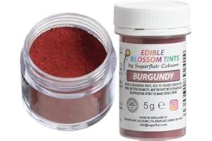 SUGARFLAIR COLOURS Sugarflair Food Colouring Powder Dust Burgundy Blossom Tint, Use on Cake Decorations or Colour Sugarpaste, Fondant, Icing, Chocolate, Buttercream, Royal Icing, Macarons and More! - 5g