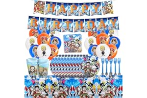 BESTZY One Piece Partygeschirr, One Piece Party Supplies Set Geschirr Set Geburtstag Geschirr Kit Party Deko Partygeschirr Kindergeburtstag Tischdeko Kinder Karneval Party Supplies Dekoration