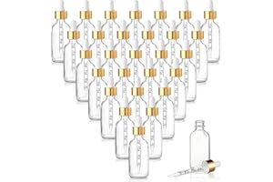 Parfumlism Lot de 20 flacons compte-gouttes 100 ml en verre transparent avec pipette graduée, entonnoir et étiquettes – pour huiles essentielles, teintures, liquides, cosmétiques