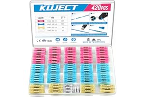 Kuject Lot de 420 connecteurs de gaines thermorétractables isolées étanches en cuivre étamé pour voiture, bateau, camion, stéréo, 10-26 AWG