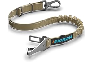 Iokheira cinturón de Seguridad para Perros, cinturón de Seguridad para Mascotas y Accesorio de Barra de Cierre con mosquetón Giratorio con Cerradura (Marrón)
