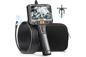 HOPEFOX Endoscopio Industrial - Cámara de Inspección de Endoscópica Doble Lente con Pantalla IPS de 5 Pulgadas y 9 LED,Professional Camara Inspeccion Tuberias IP67 Impermeable de 8 mm,Tarjeta de 32 GB (1,5M)
