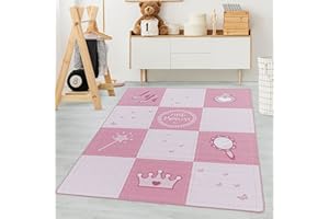 CARPETSALE24 Tappeti per bambini, colore rosa, disegno principessa, 105270, tappeto rettangolare, Tappeti camera dei bambini, 160 x 230 cm