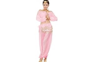 Astage Frauen Bauchtanz Anzug Kostüm Active Wear Longsleeve Top Hosen Taille-Gürtel-Sets