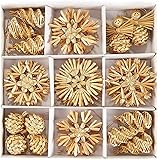 26-teiliges Strohsterne Set - Handgemachter Christbaumschmuck Natur