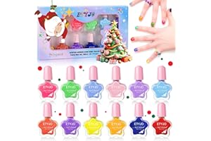 ETYJO Vernis Enfant Fille Non Toxique, 12 Couleurs Vernis Enfant à l'eau Séchage Rapide Peel-Off Vernis à Ongles Enfant Kit Cadeau Pour les Adolescente Filles à Partir