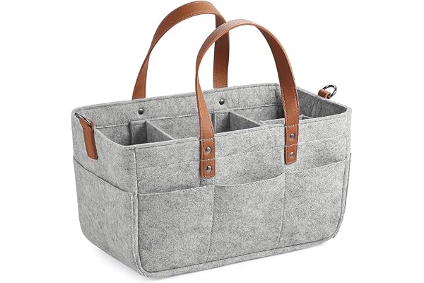 WOVELOT Organisateur De Couches Pour Bébé Support Portable Bac De Rangement De Crèche Portable Panier De Douche Panier De Rangement De Voiture Pour Lingettes Jouets Sac À Main Gris Claire