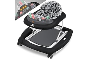 KIDIZ® Trotteur Babywalker 4 en 1 Chariot d'éveil et de marche Trotteur - fonction basculante Transat avec roulettes, lumière, musique, aire de jeu Table à manger Trotteur Pliable