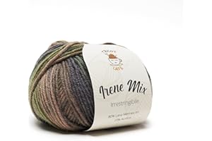 TRICOT CAFE' Tricot Cafè Irene - Gomitolo di Filato in Misto Lana Merinos Irrestringibile, Made in Italy - Ideale Lavori di Uncinetto e Ferri 3-4 - Morbidi Gomitoli 50g (125m)(1 pezzo - Misto Verde 5003)