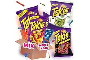 ‎WASHYS Takis Chips Große Sparpackung Box - Takis Blue Heat 110g, Takis Fuego 100g, Takis Guacamole 92,3g, Takis Sweet Dragon 92g, Queso Volcano 92,3g - Perfekt zum Testen & Geschenk! (5er Bundle)