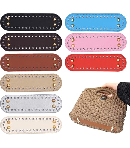 Fondi Per Borsa All'Uncinetto In Pelle PU - 6 Pezzi Forme Rettangolari, Ovali E Tonde - Foto 8