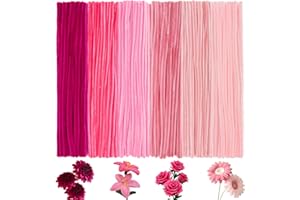 BULANGDE 300 Fil Chenille Rose, Cure Pipe de 30cm de Long, Pipe Cleaners, Tige Chenille Loisir Creatif - Kids & Artistes, Décorations de Noël & Arrangements Floraux (Dégradé de Rose 6 Nuances)