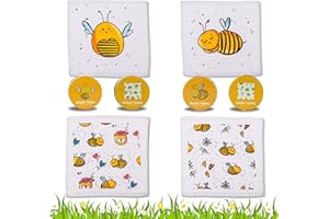 Bada Bing Zestaw 4 magicznych ręczników - pszczoła miodowa - czarująca bawełniana myjka czarodziejska ręcznik dla dzieci ok. 30 x 30 cm 4-krotny s. prezent dla gości urodziny dziecka prezent
